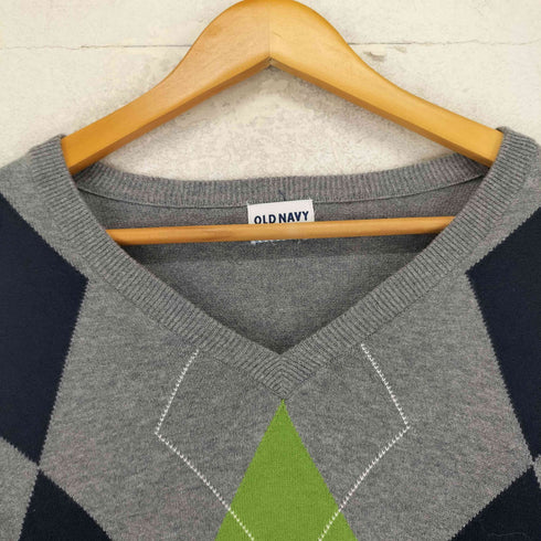 オールドネイビー OLD NAVY アーガイル柄Vネックコットンニット メンズ