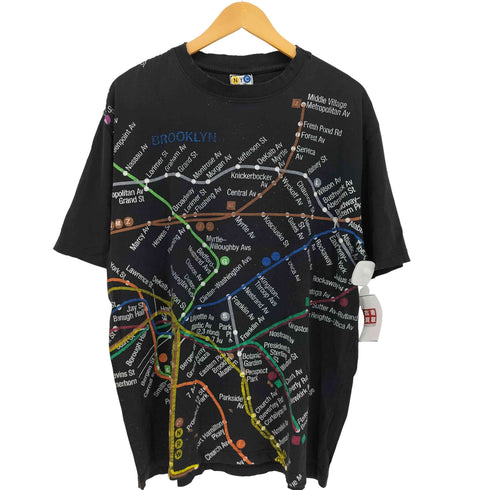 NYC SUBWAY LIN BROOKLYN 地下鉄 路線図 プリント Tシャツ メンズ import:L