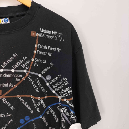 NYC SUBWAY LIN BROOKLYN 地下鉄 路線図 プリント Tシャツ メンズ import:L
