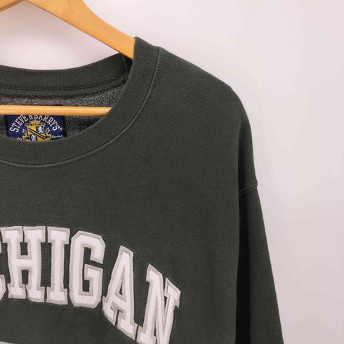 スティーブ バリース STEVE&BARRYS MICHIGAN STATE カレッジロゴ Reverse Weave型 クルーネック スウェット メンズ import:XL