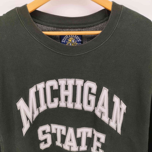 スティーブ バリース STEVE&BARRYS MICHIGAN STATE カレッジロゴ Reverse Weave型 クルーネック スウェット メンズ import:XL