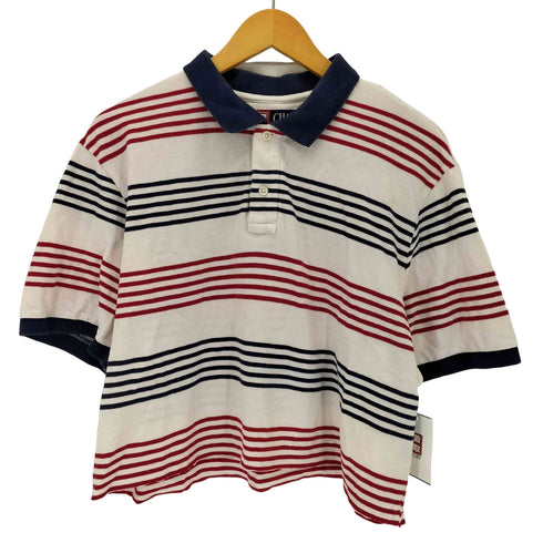 チャップス CHAPS 00s トリコロールカラー ボーダーポロシャツ レディース L/G
