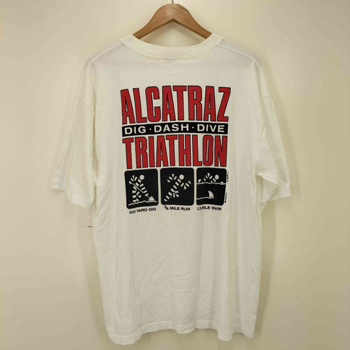 クレイジーシャツ CRAZY SHIRTS 90S USA製 ALCATRAZ TRIATHLON アルカトラズ 両面 プリント S/S クルーネック Tシャツ メンズ import:L