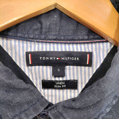 トミーヒルフィガー TOMMY HILFIGER ロゴ刺繍 マチ付き L/S BD リネンシャツ メンズ import:S
