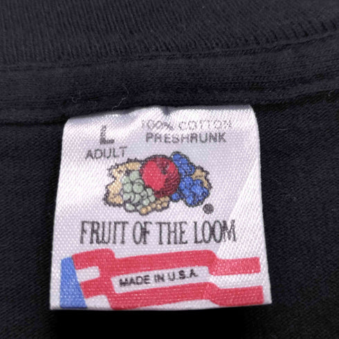 フルーツオブザルーム FRUIT OF THE LOOM 1993 90s- USA製 袖裾シングル 両面プリントクルーネックTシャツ メンズ L