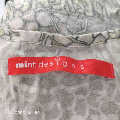 ミントデザインズ mintdesigns 総柄 パターン フリンジ レーヨン シルク 絹 ノースリーブ ブラウス レディース FREE