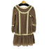 フラボア FRAPBOIS 小花柄 テープ デザイン 絹 シルク 100% ロング ワンピース レディース JPN:1