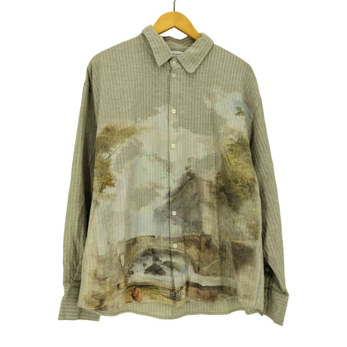 BLANK HOTEL Artistic Landscape Stripe Shirt / ランドスケープアートプリントストライプシャツ メンズ JPN:M