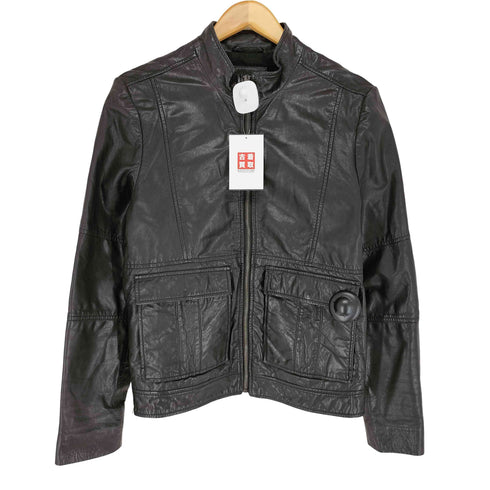 ギャップ Gap goat leather 山羊革 スタンドカラー レザージャケット レディース XS