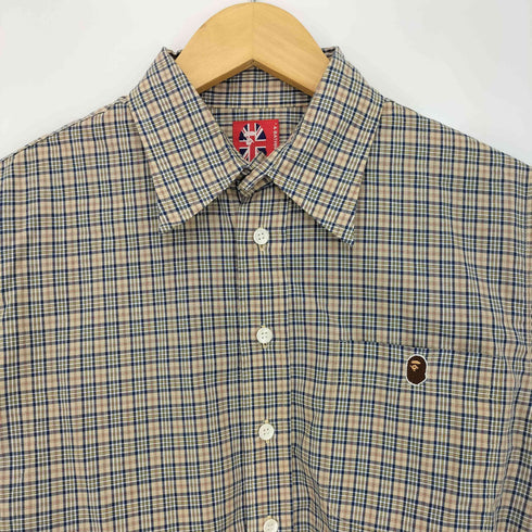 アベイシングエイプ A BATHING APE 90-00s ユニオンジャックタグ タータンチェックシャツ メンズ import:XS