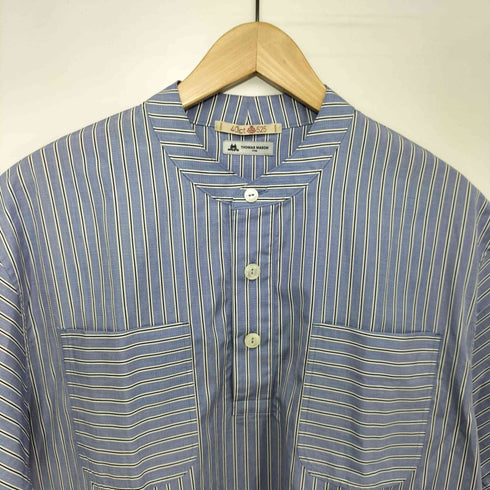 フォーティーカラッツアンドタケオキクチ 40ct & 525 BY TAKEO KIKUCHI THOMAS MASON バンドカラー マルチストライプ S/S プルオーバー シャツ メンズ JPN:1