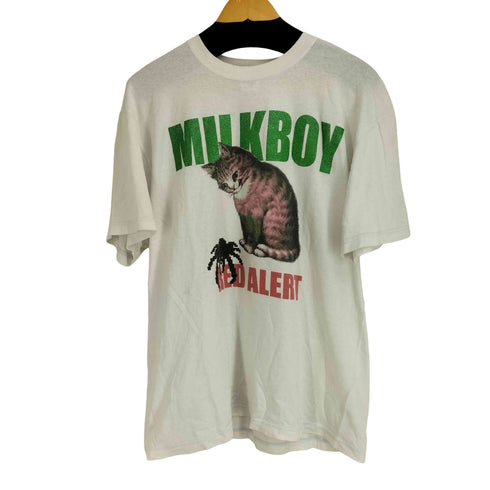 ミルクボーイ MILKBOY RED ALERT TEE 猫 フロントプリント S/S Tシャツ メンズ JPN:XL