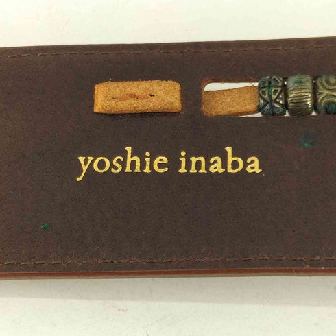 ヨシエイナバ YOSHIE INABA 真鍮バックル ビーズ デザイン レザー コルセット ベルト レディース