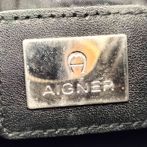 アイグナー AIGNER レザー切替 マルチポケットショルダーバッグ レディース
