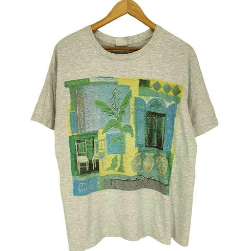 バナナリパブリック BANANA REPUBLIC 袖裾シングル 両面プリントクルーネックTシャツ メンズ