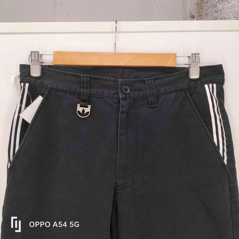 アディダス adidas 00S 08AW トレフォイル ロゴ Dカン付き サイド 3ストライプ ライン ブラック チノ トラウザー パンツ チノパン メンズ M