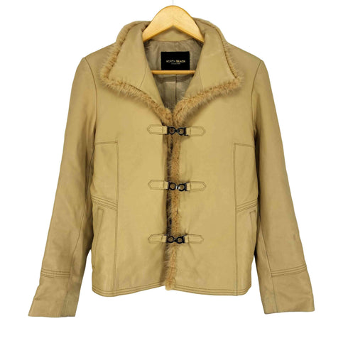 NORTH BEACH lamb leather&mink fur ラムレザー ミンクファー フックボタンレザージャケット レディース M