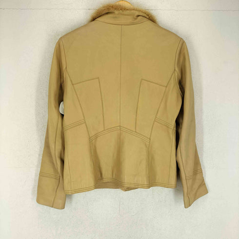 NORTH BEACH lamb leather&mink fur ラムレザー ミンクファー フックボタンレザージャケット レディース M