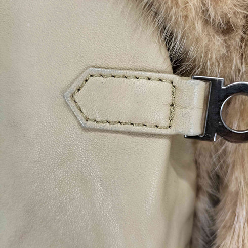 NORTH BEACH lamb leather&mink fur ラムレザー ミンクファー フックボタンレザージャケット レディース M