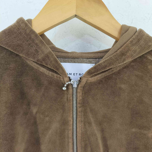 アダムエロペ Adam et Rope ベロアオーバーダイハーフジップパーカー レディース L