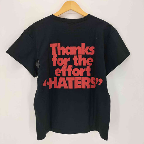 REBELLE LUXE THANKS FOR THE EFFORT HATERS テキストプリント 襟ダメージ シングルステッチ クルーネックTシャツ street メンズ