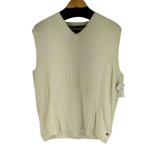 トミーヒルフィガー TOMMY HILFIGER 90s コットン100 リブニット ベスト メンズ import:L