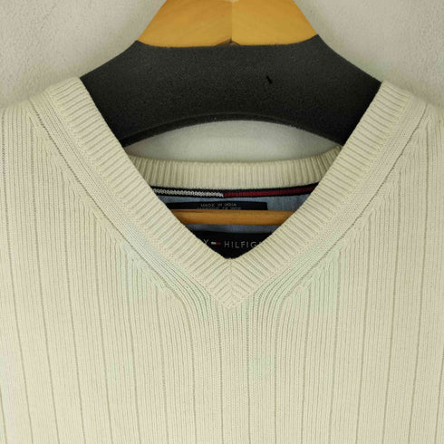 トミーヒルフィガー TOMMY HILFIGER 90s コットン100 リブニット ベスト メンズ import:L