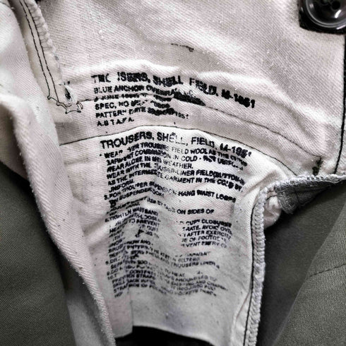 ユーエスアーミー U.S. ARMY 57年?納入 Blue Anchor Overall Co.製 M-1951 フィールドパンツ アルミジップ&アルミスナップ メンズ