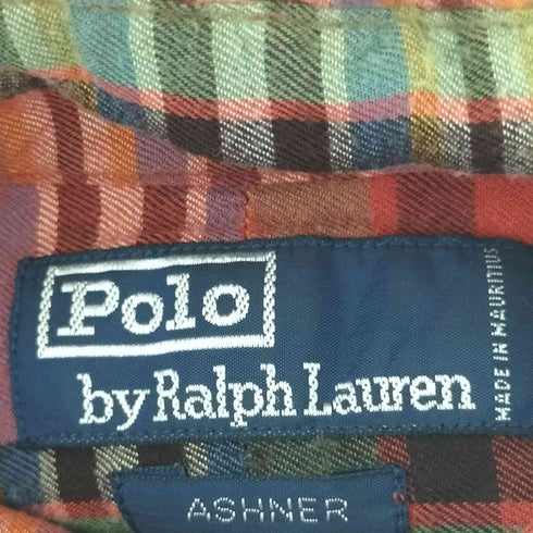 ポロバイラルフローレン Polo by RALPH LAUREN 90S ASHNER レーヨン マドラスチェック長袖シャツ メンズ M