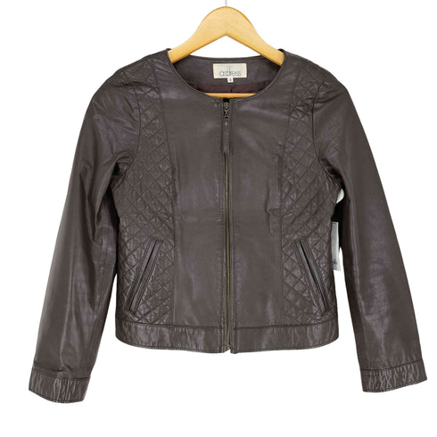 adress lamb leather ラムレザー キルティング切替ノーカラーレザージャケット レディース 9