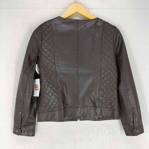 adress lamb leather ラムレザー キルティング切替ノーカラーレザージャケット レディース 9