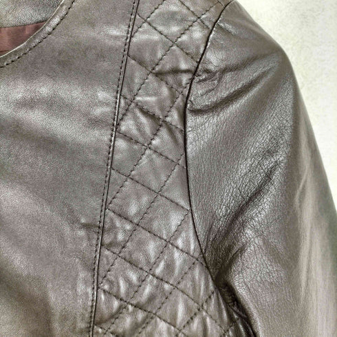 adress lamb leather ラムレザー キルティング切替ノーカラーレザージャケット レディース 9