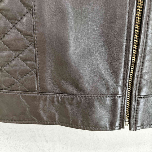 adress lamb leather ラムレザー キルティング切替ノーカラーレザージャケット レディース 9