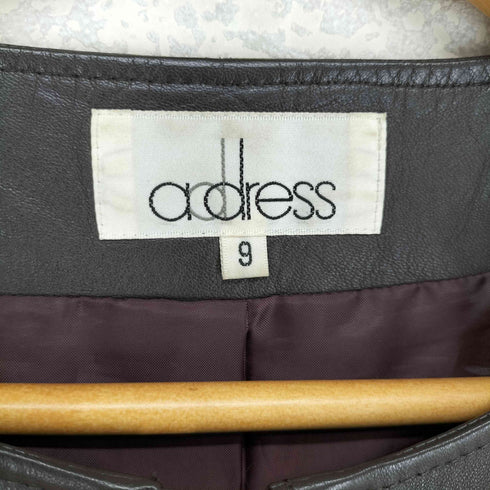 adress lamb leather ラムレザー キルティング切替ノーカラーレザージャケット レディース 9