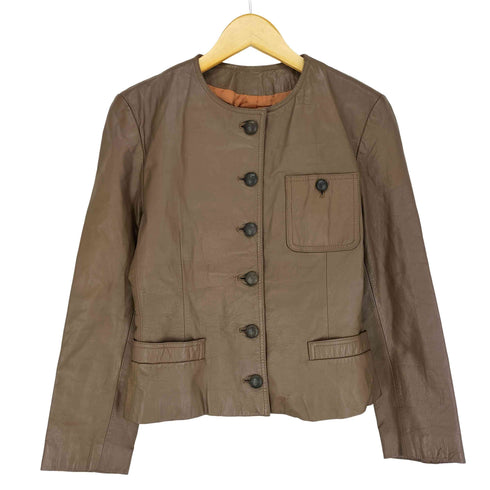 GRAN JOUE cow leather カウレザー デザインボタンノーカラーレザージャケット レディース L