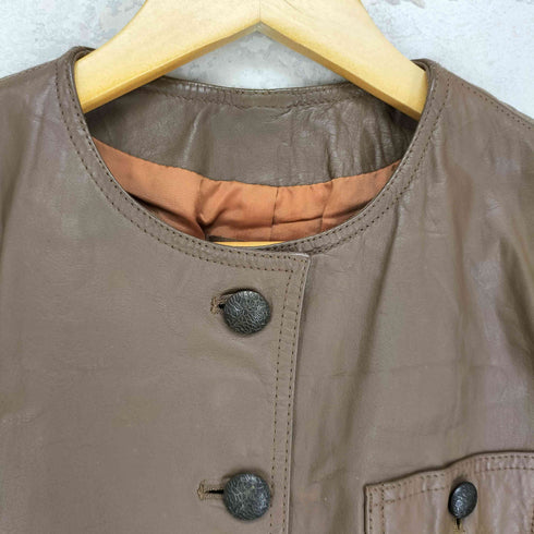 GRAN JOUE cow leather カウレザー デザインボタンノーカラーレザージャケット レディース L