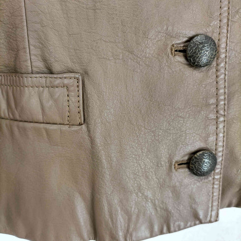 GRAN JOUE cow leather カウレザー デザインボタンノーカラーレザージャケット レディース L