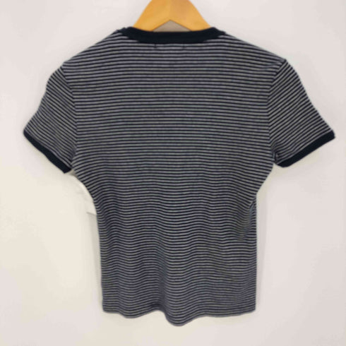 ローレンジーンズカンパニー LAUREN JEANS COMPANY エンブレム刺繍 ショルダーボタン ボーダー 半袖Tシャツ レディース import:XS