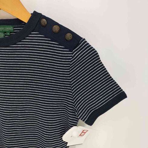 ローレンジーンズカンパニー LAUREN JEANS COMPANY エンブレム刺繍 ショルダーボタン ボーダー 半袖Tシャツ レディース import:XS