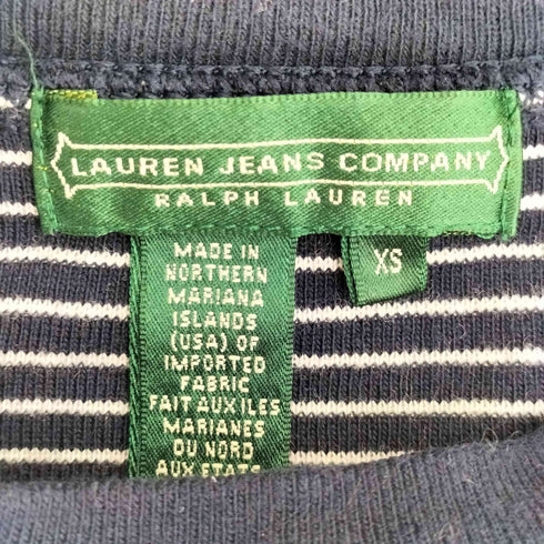 ローレンジーンズカンパニー LAUREN JEANS COMPANY エンブレム刺繍 ショルダーボタン ボーダー 半袖Tシャツ レディース import:XS