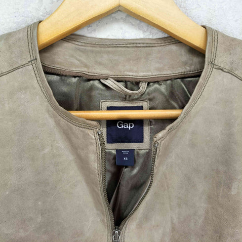 ギャップ Gap lamb leather ラムレザーノーカラージャケット レディース XS