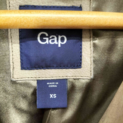 ギャップ Gap lamb leather ラムレザーノーカラージャケット レディース XS