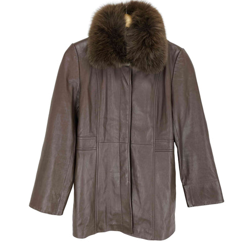article lamb leather fox fur ラムレザー&フォックスファー 比翼ステンカラーコート レディース 11AR