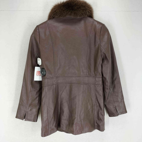 article lamb leather fox fur ラムレザー&フォックスファー 比翼ステンカラーコート レディース 11AR