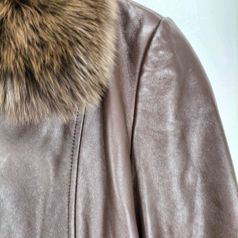 article lamb leather fox fur ラムレザー&フォックスファー 比翼ステンカラーコート レディース 11AR