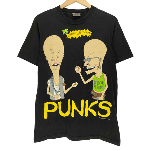 STANLEY DESANTIS 90S USA製 MTVS BEAVIS AND BUTT HEAD PUNKS プリント コピーライト1995 袖シングルステッチ S/S クルーネックTシャツ メンズ import:M
