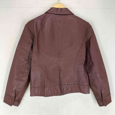 ITEM pig leather ピッグレザー クロコ型押し ジップレザージャケット レディース M