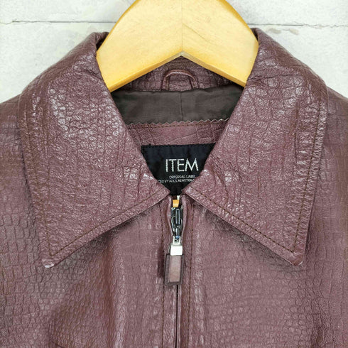 ITEM pig leather ピッグレザー クロコ型押し ジップレザージャケット レディース M