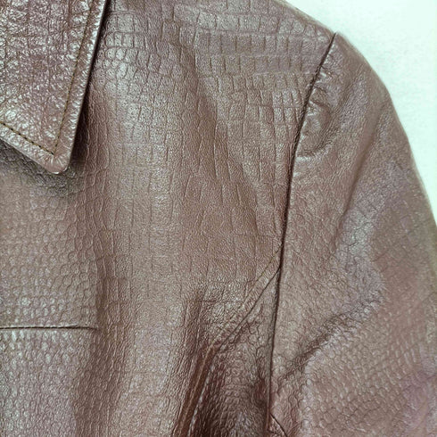 ITEM pig leather ピッグレザー クロコ型押し ジップレザージャケット レディース M