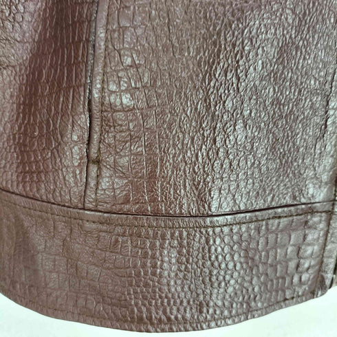 ITEM pig leather ピッグレザー クロコ型押し ジップレザージャケット レディース M